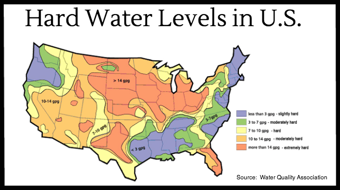 Map of hard water in US
