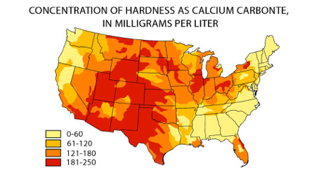 Water Hardness Map of USA